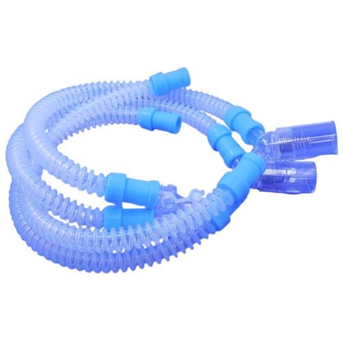 Medical-grade silicone corrugated tubing detail for reusable breathing circuit